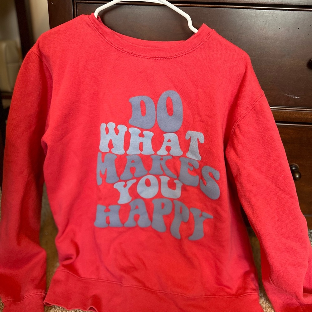 Pacific & Co bright pink Crewneck “Do what makes you happy” printed in blue